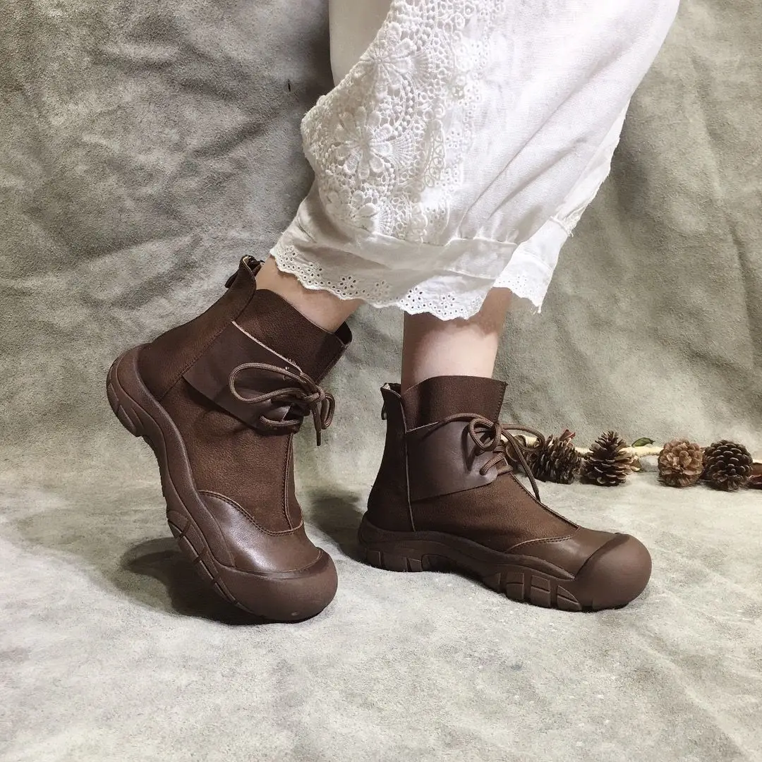 

New 2021 autumn and winter trend versatile short boots women's lace up retro student sports shoesen's platform shoes goth