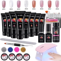 8 colors poly uv gel set 6w nail dryer acrylic builder nail gel kit jelly camouflage finger extension 15ml soak off uv led