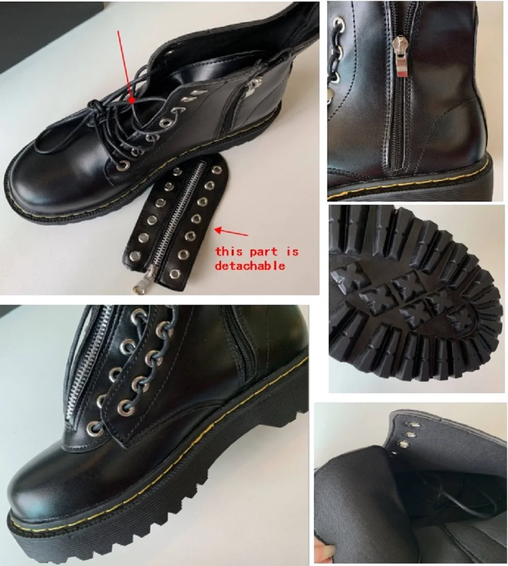 Женские ботинки мартинсы на молнии толстом каблуке|Женские полусапожки| |