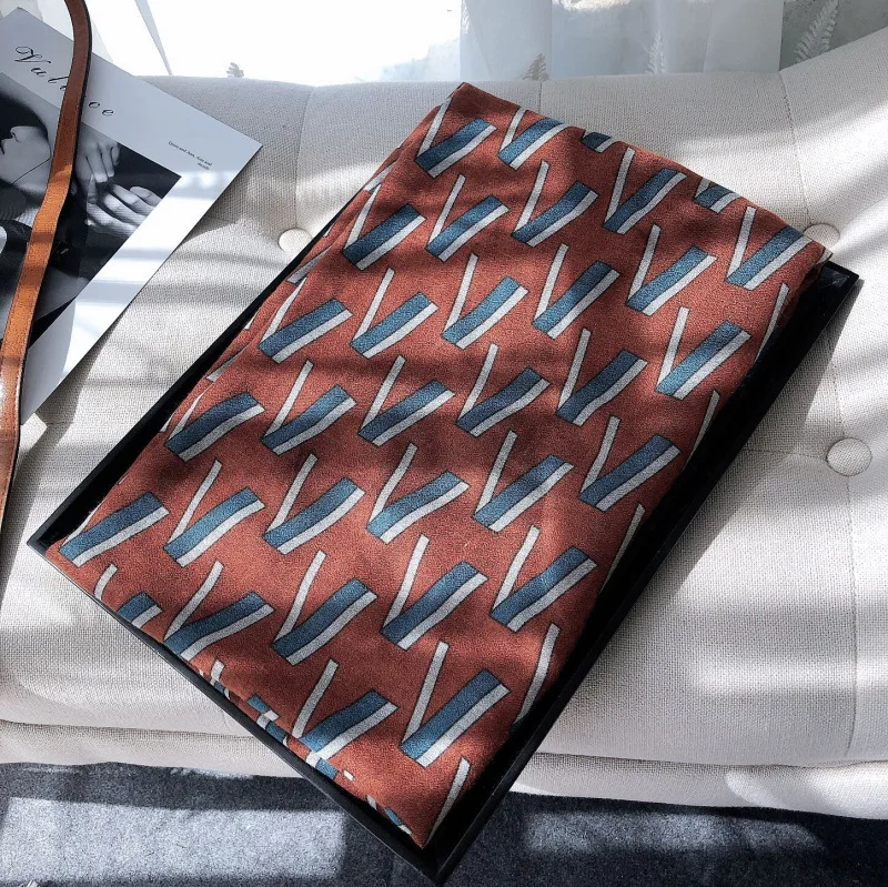 Шелковый шарф женский осенне зимний тонкий летняя Солнцезащитная шаль двойного