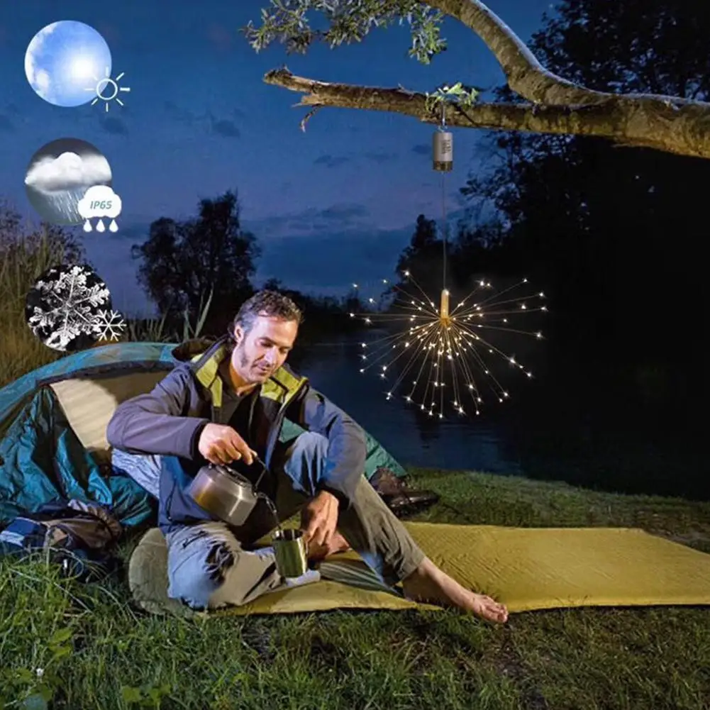 DIY фейерверк светодиодный свет шнура складной на батарейках пульт