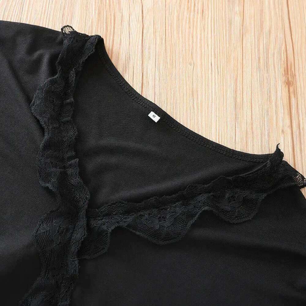 

Trendy Women Autumn Lace Loose Long Sleeve V-neck Shirt Blouse Female Solid Color Basic Boho Summer Autumn Tops Shirts Outfits