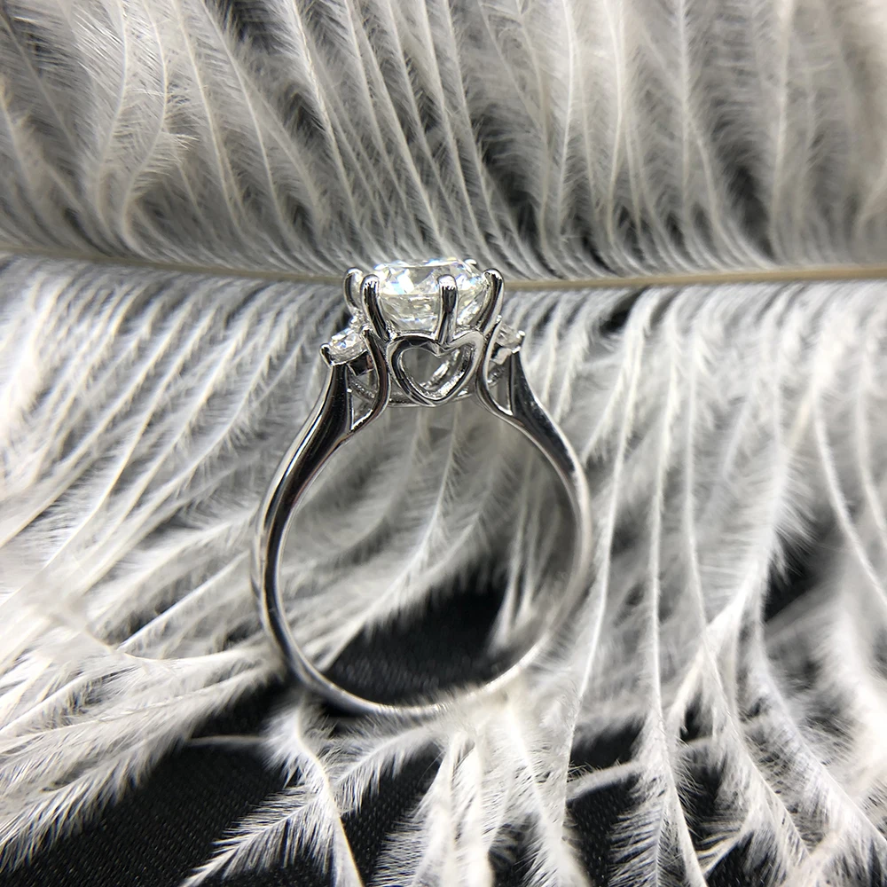 Натуральный Moissanite драгоценный камень Классический Простой 6 когти кольцо для девочки стерлингового серебра 925 хорошие Свадебные украшения
