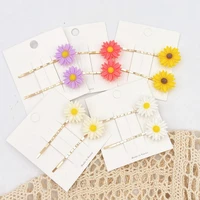 korean girls cute daisy flower hairpins colorful resin floral bobby pin hair grip simple handmade hair snap clip ladies barrette