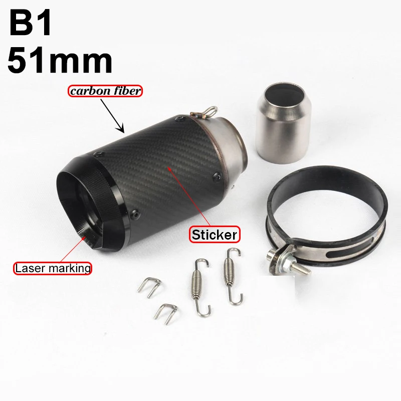 

Выхлопная труба из углеродного волокна для мотоцикла Benelli Trk 502 S1000rr FZ6 R3 Z900 ZX6R, 51 мм/60 мм