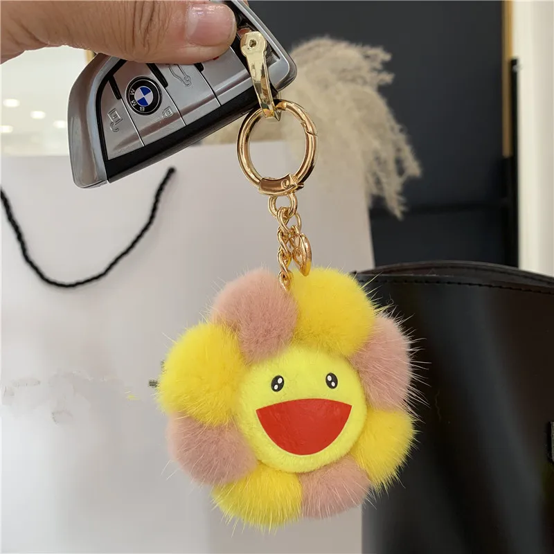 Брелок для ключей с изображением милого цветка игрушки автомобиля из