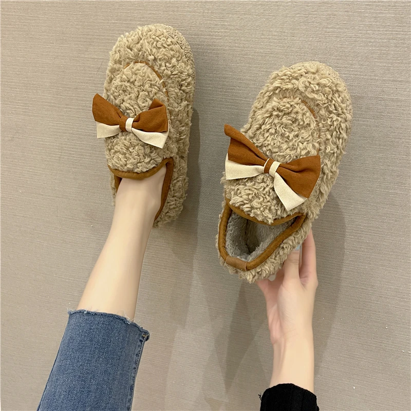 

Женские зимние 2021 Новые Модные Симпатичные Нескользящие низкие ботинки с бантом и бархатной толстой подошвой удобные хлопковые ботинки