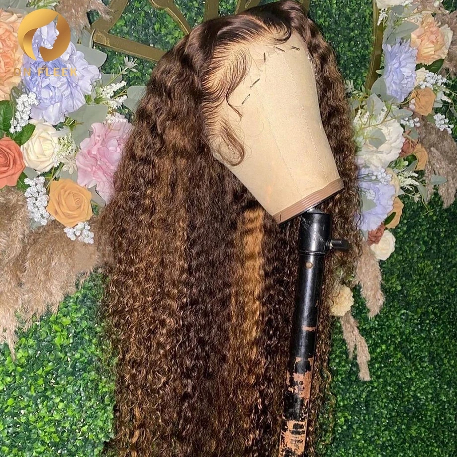 

Highlight Wig Human Hair Ombre Lace Front Curly Wigs For Black Women Honey Blonde Colored 34 32 30 Inch Hd Deep Wave Frontal Wig