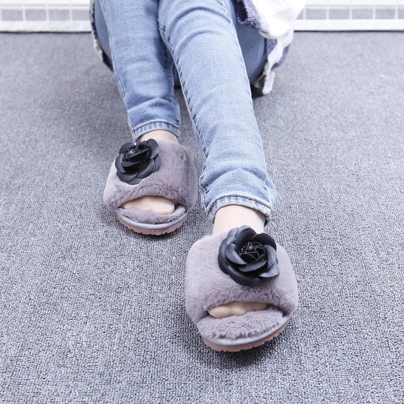 

women flower house slippers women Winter women indoor slippers Woman Slip on Flats Slides fur slippers 2020 zapatos de mujer