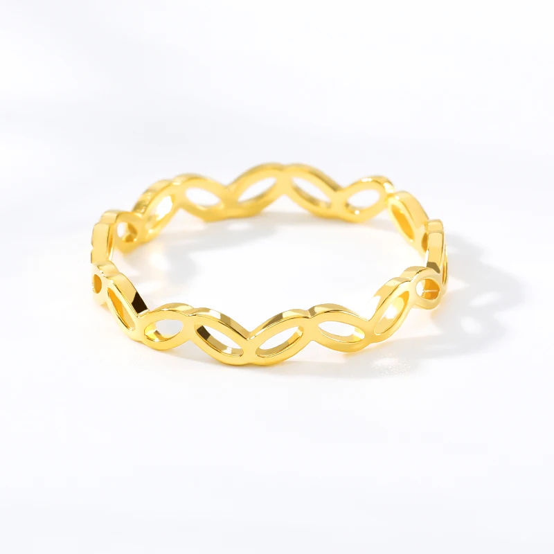 Минимализм полый цветок лист гирлянда кольца для женщин вечность Любовь