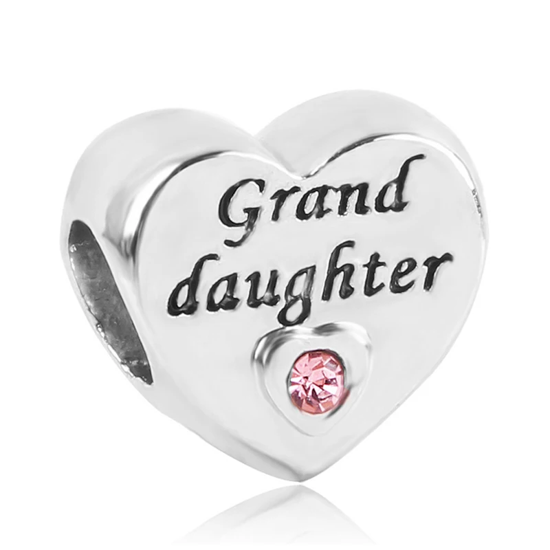 grand daughter Nan Sister Grand Daughter Лучший Друг Микки Сердце Бусины Подходит Pandora браслет и браслет DIY для женщин Изготовление ювелирных изделий - Цвет: grand daughter