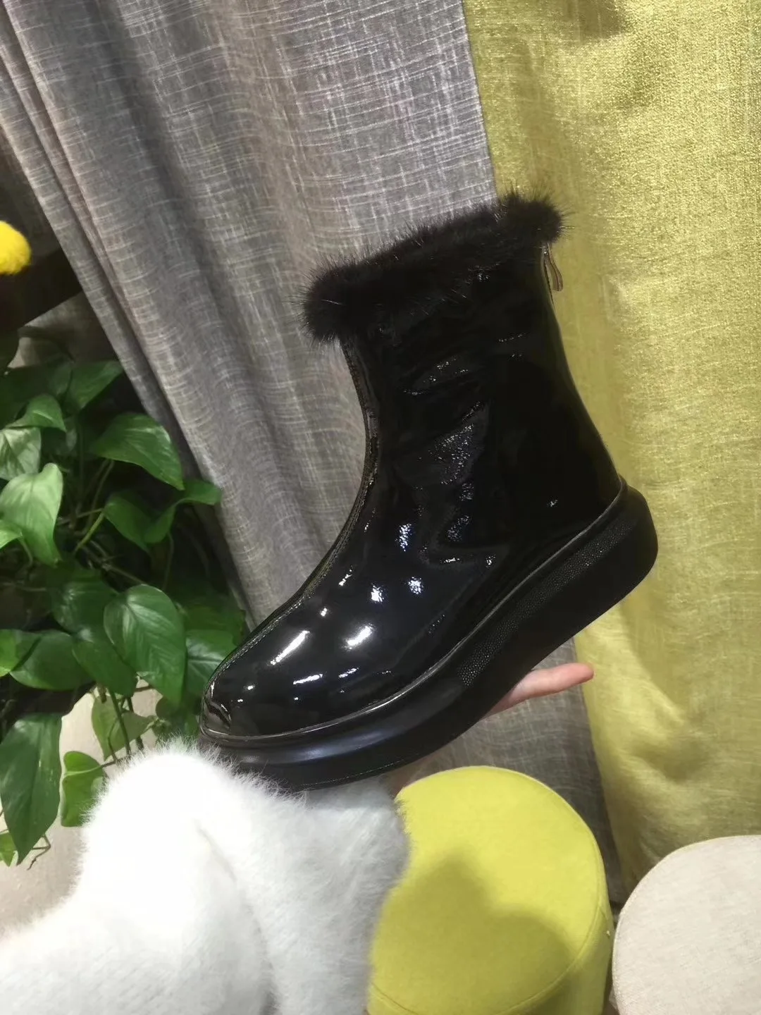 Роскошные зимние ботинки SWONCO из меха норки Белая обувь натуральной кожи зима 2019