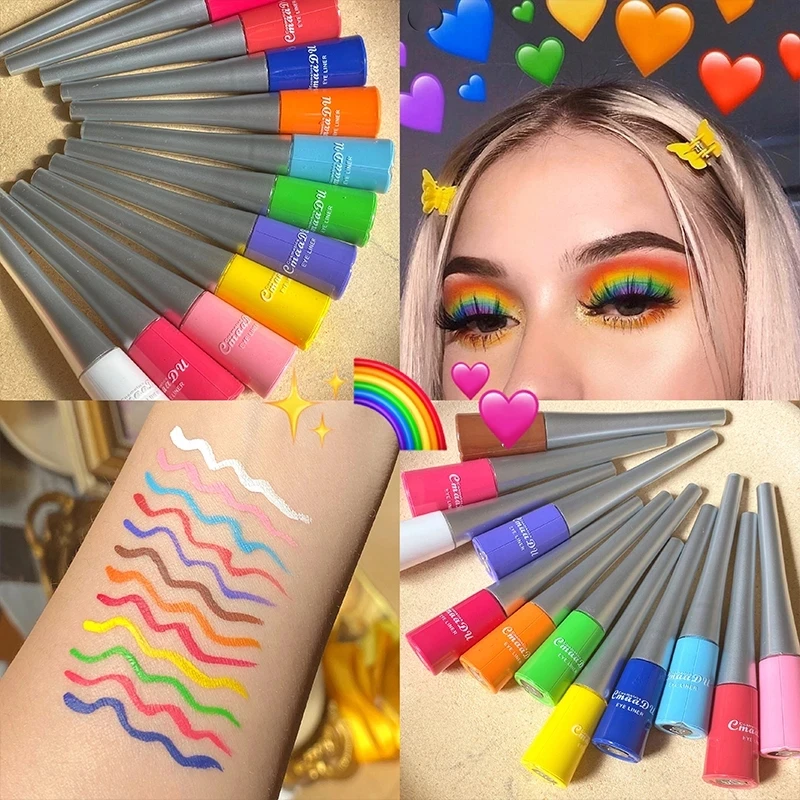 

17Color Makeup Colorful Eyeliner Waterproof Fast Dry Easy To Wear White Black Yellow Liquid Eyeliner Make-Up for Women Cosmetics