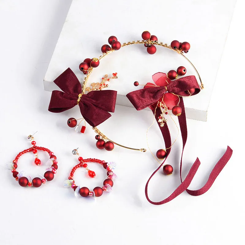 Винтажный бордовый тканевый цветок повязка на голову аксессуары для волос