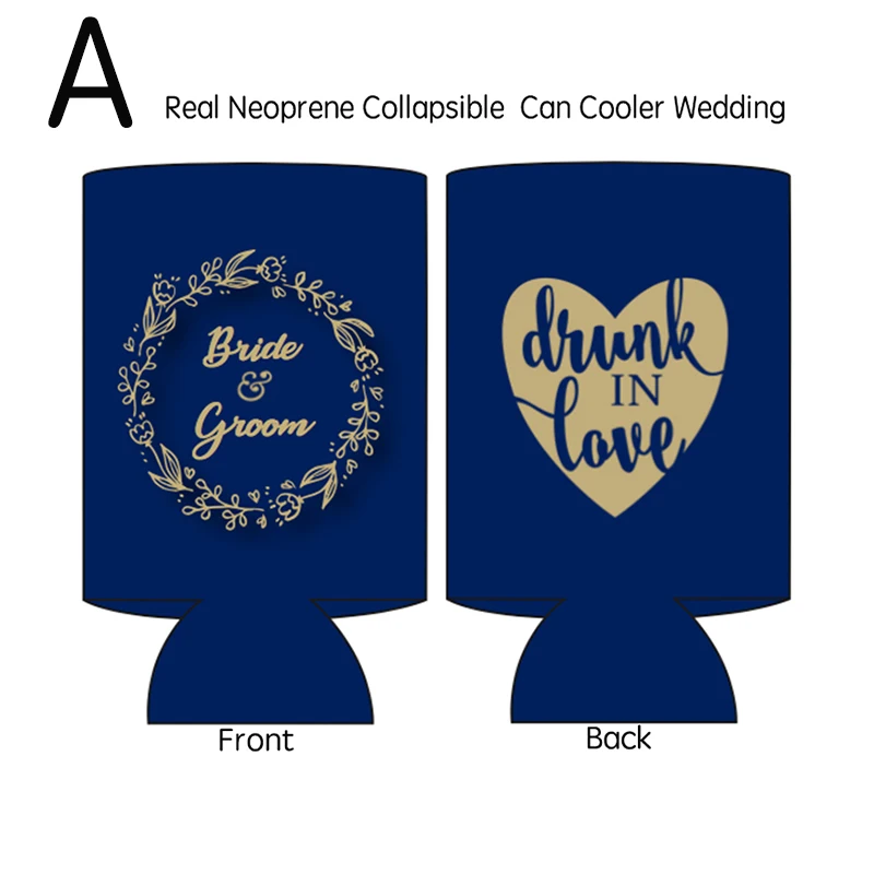 50pcs  A+B Colors Mixed Shipped Neoprene Collapsible Beer Can Cover Wedding Gift Can Cooler Foldable Stubby Holder 3mm Thickness