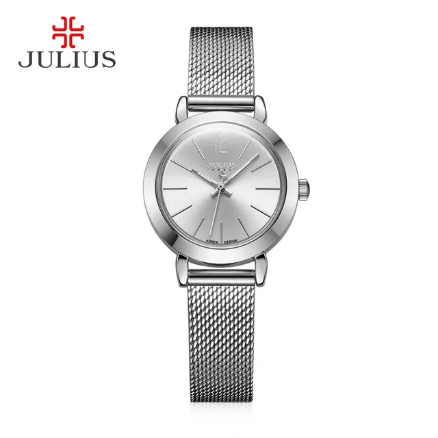 JULIUS JA-732 Weibliche frauen Silber розовое золото Тон сетки Edelstahl Кварц Аналоговый вассердихт режим Uhr Повседневный Armbanduhr - Цвет: Silber
