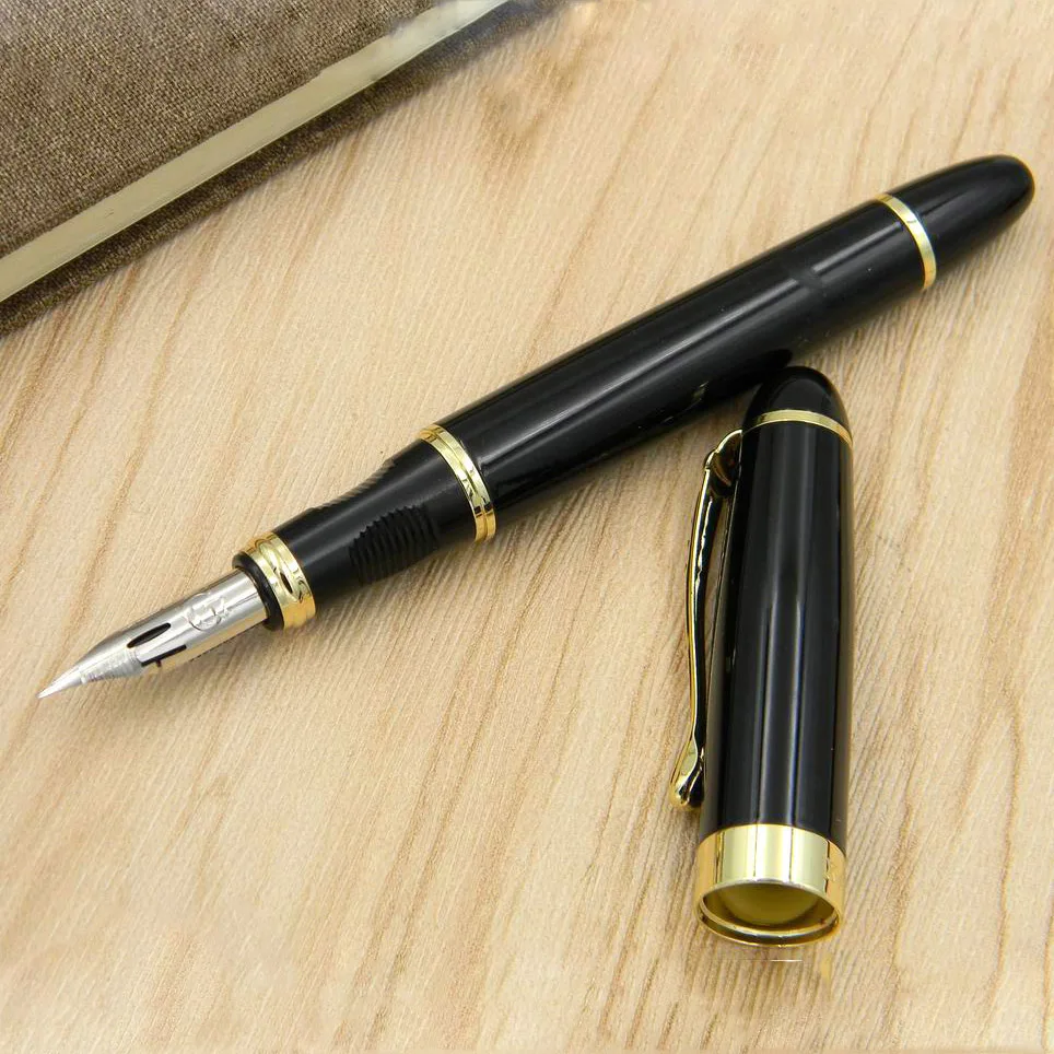 JINHAO 450 г перо Металл Золотой модифицированный каллиграфия круглый корпус цветок тело английская авторучка - Цвет: black