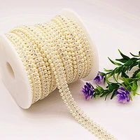 1yd 4 semicircle double row no 4 square imitation pearl diamond chain wire diamond diy beads beaded chain wire beads