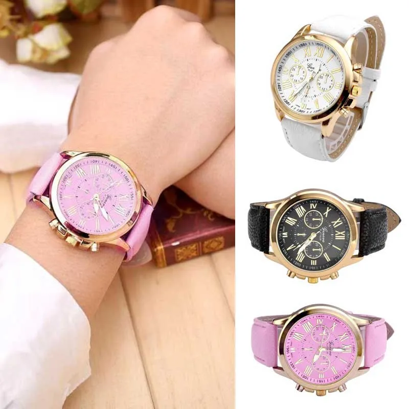 Женские часы модные римские цифры весы искусственная кожа кварцевые Женское