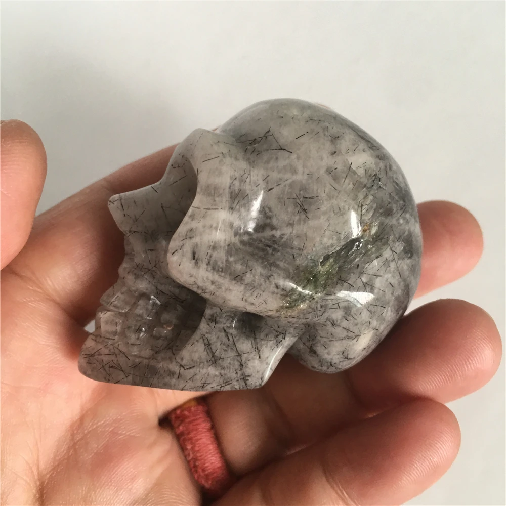 

Natural hair quartz crystal skull gift home collection Living room Feng shui furnishing articles Halloween and Christmas gifts
