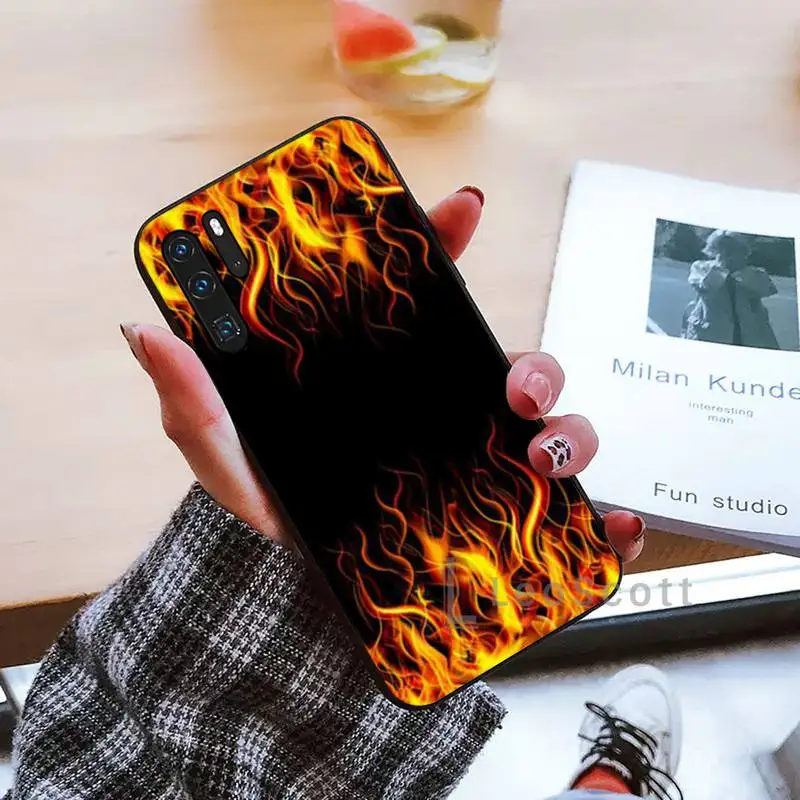 

Fashion Flame Pattern Phone Case black For Huawei honor Mate mate P 10 9X 10i 20 30 40 y7 lite pro p smart 2019