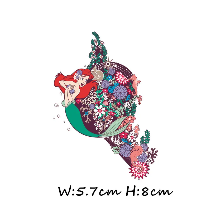 1 шт. мультяшная принцесса Русалка Ариэль с цветком железные нашивки одежда