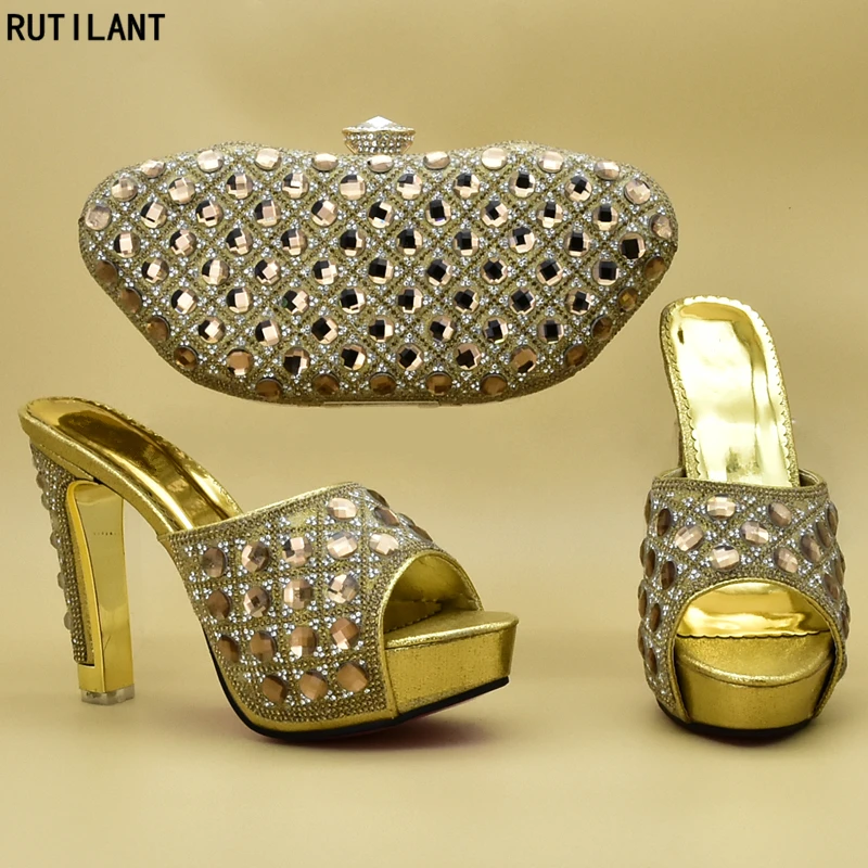 Африканские женские туфли и сумки на высоком каблуке обувь без шнуровки для