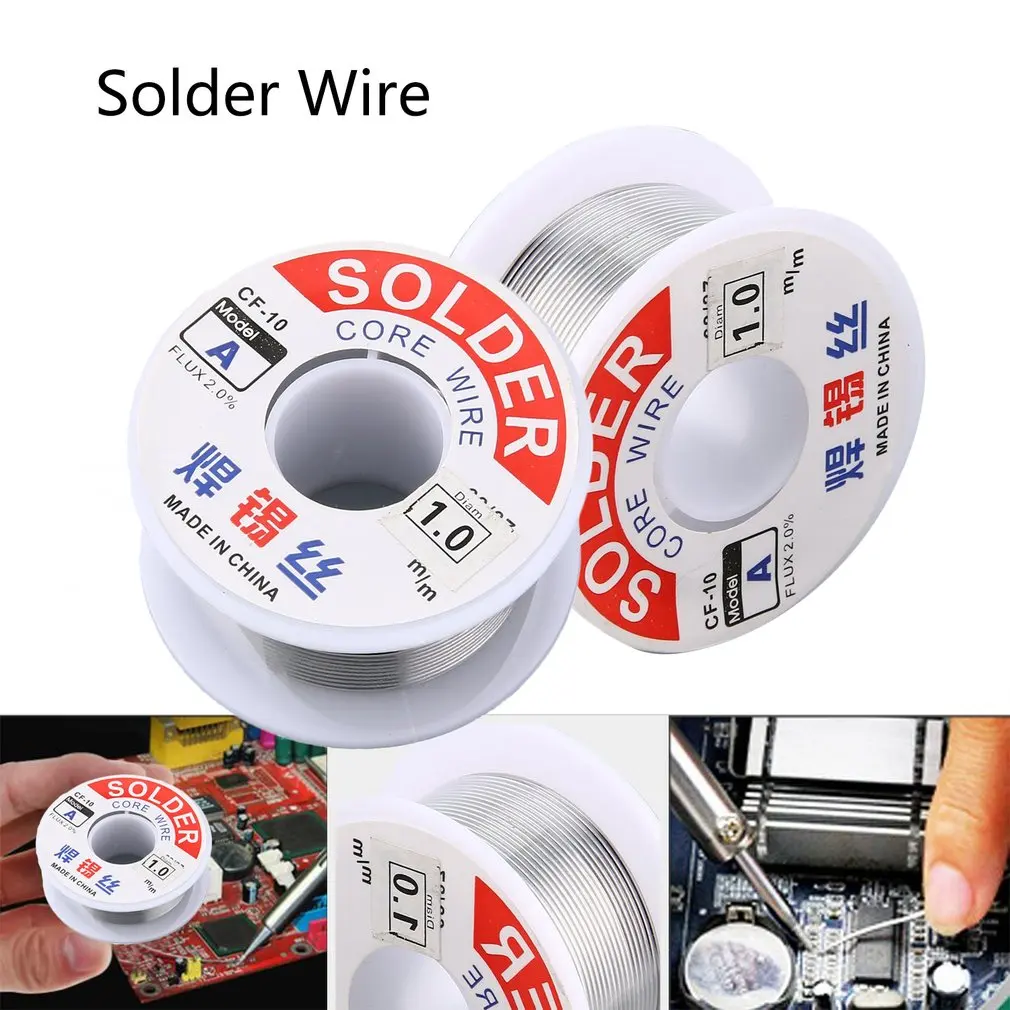 1.0mm 2% Flux Tin Lead Rosin Roll Core Silver Solder Wire Welding Soldering Repairing Tool Reel Melt Kit Electric Melting