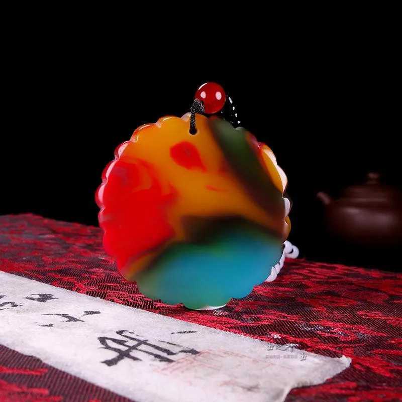 Китайский Натуральный Цвет нефрит Благословение кулон ожерелье ручной работы