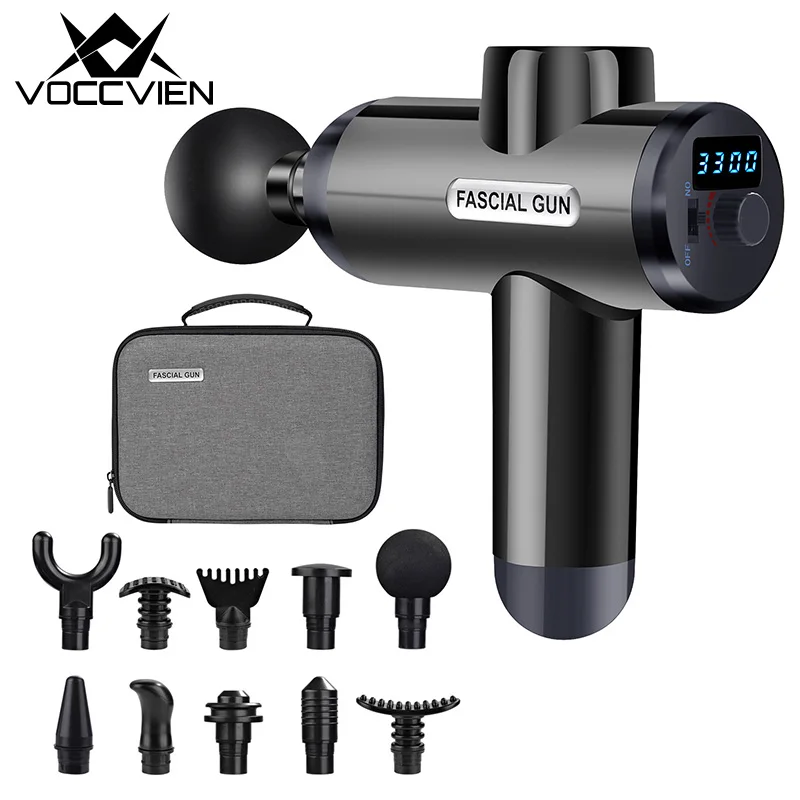 VOCCVIEN Fascia Massage Gun Deep Tissue Massager Muscle Relax Body Fitness Relaxation Pain Relief 270Gears 10pcs Heads With Case