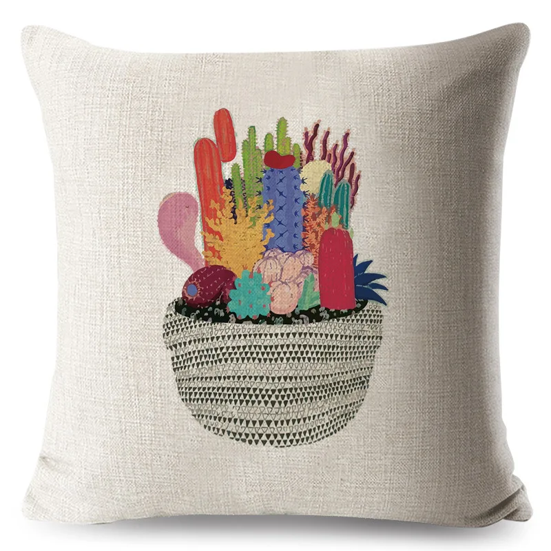 

GY0010 Flower & Cactus Cushion Case (No Filling) 1PC Polyester Home Decor Bedroom Decorative Sofa Car Throw Pillows