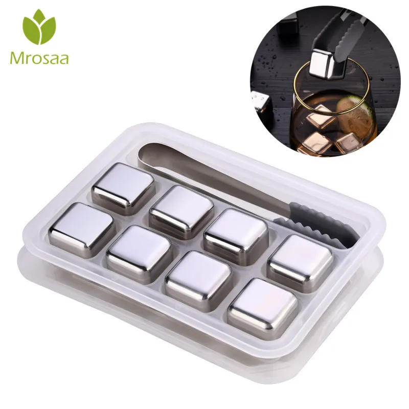 4/6/8 шт Нержавеющая сталь 304 камни для виски многоразовые кубики льда охладитель