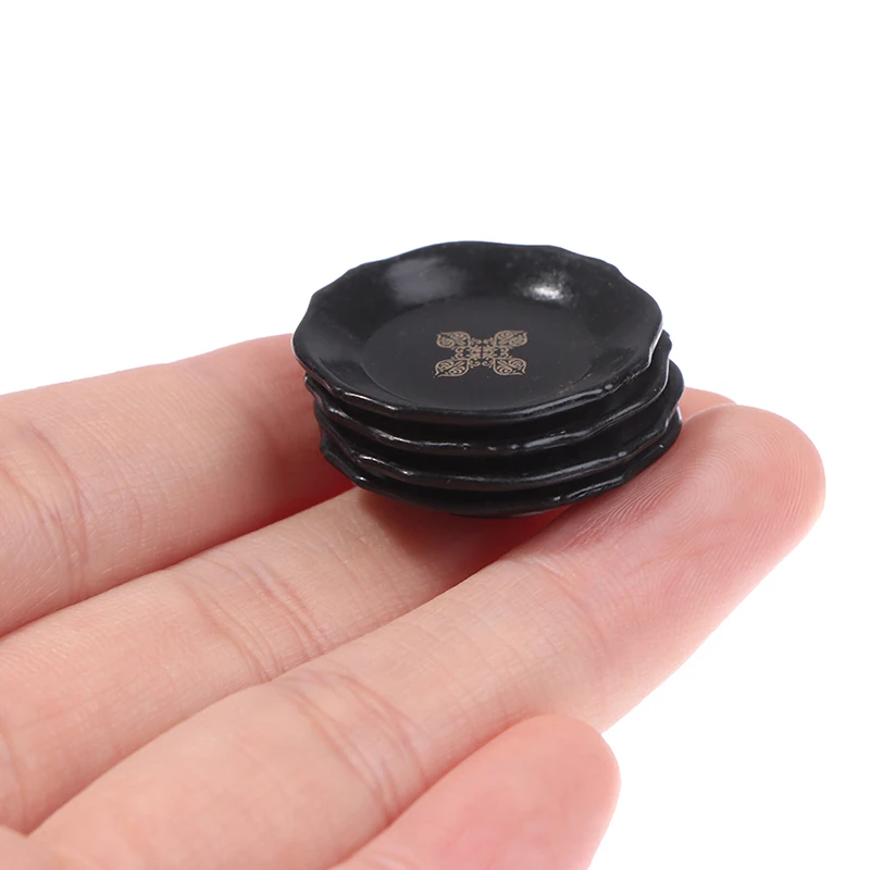 4 шт./компл. 1/12 миниатюрная полимерная печатная тарелка для кукольного домика