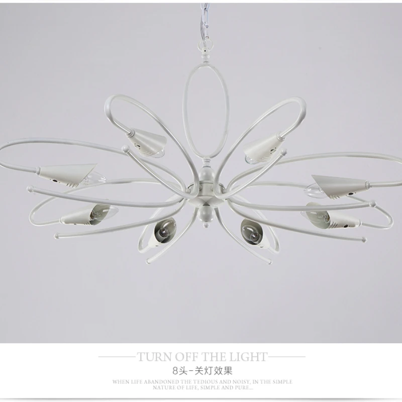 

2016 New Scandinavian modern minimalist fashion living room bedroom home white wrought iron chandelier
