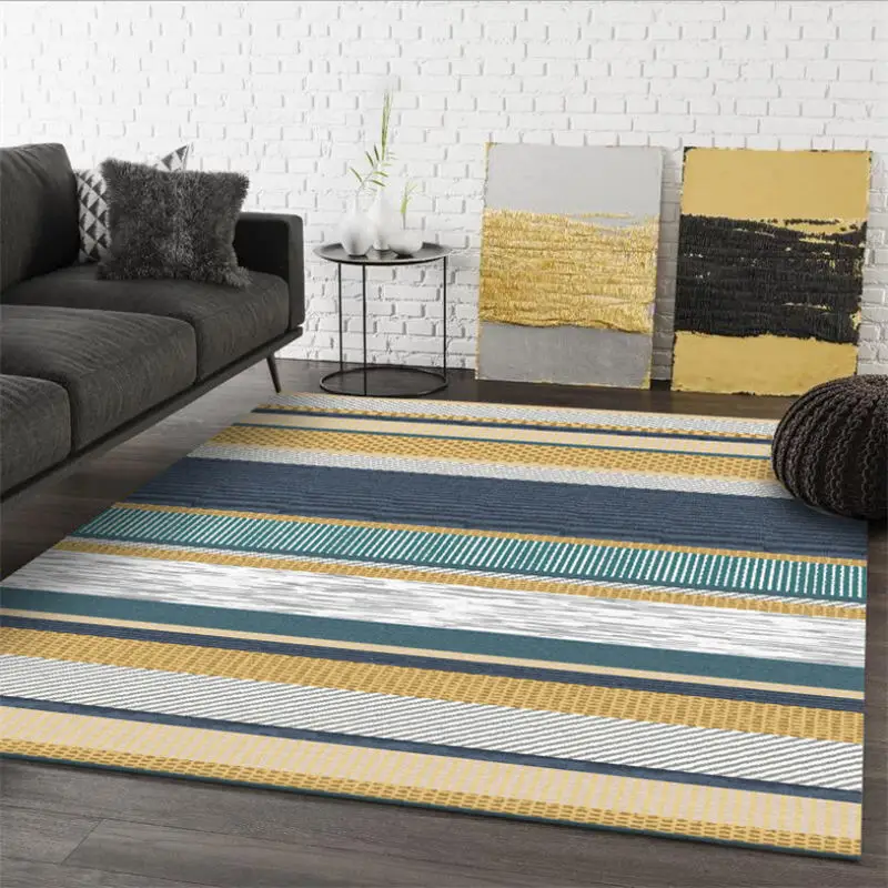 

Yellow Plaid Striped Pattern Carpet 3D Modern Non-Slip Large Area Rug for Living Room Home Customized Bedroom Decor Floot Mats