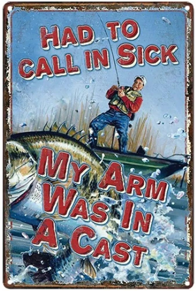 

Gone Fishing Poster Funny Art Decor Vintage Aluminum Retro Metal Tin Sign Painting Decorative Signs