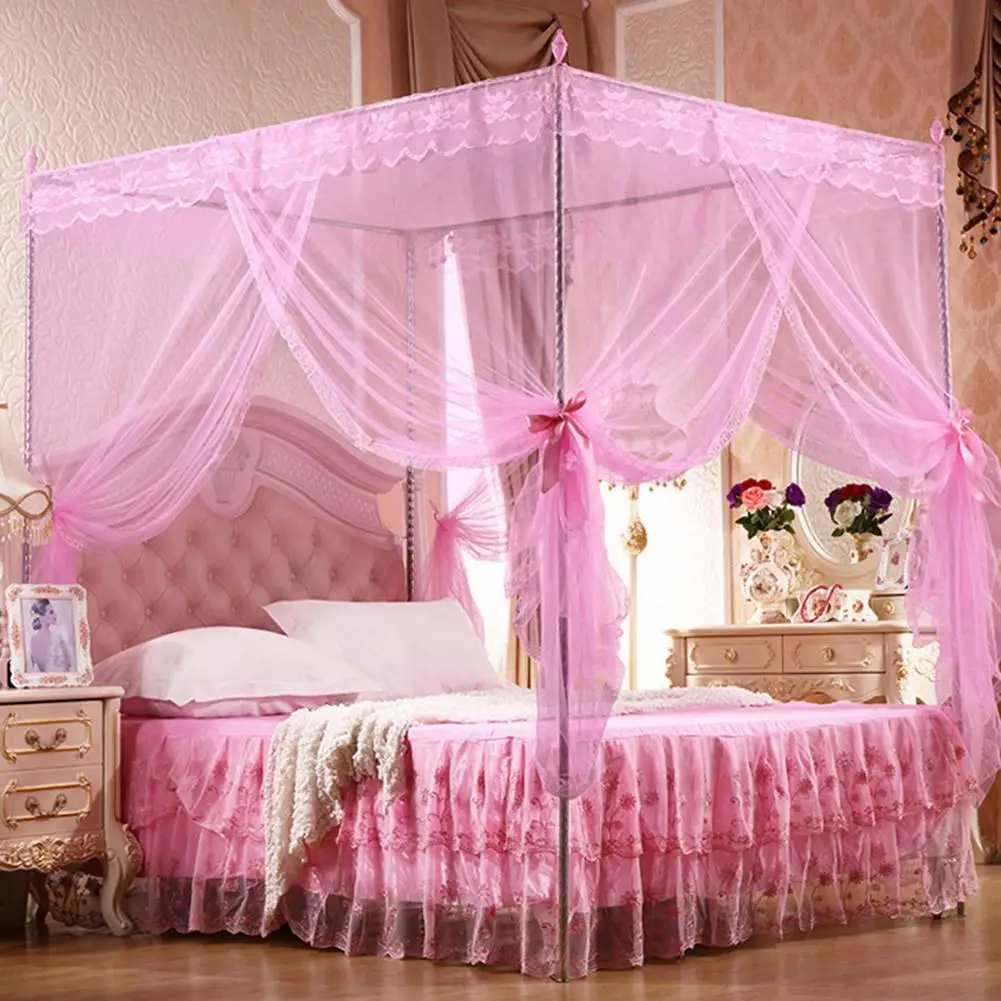 

1pcs Canopy White Four Corner Post Student Canopy Bed Mosquito Net Netting Queen King Twin Size