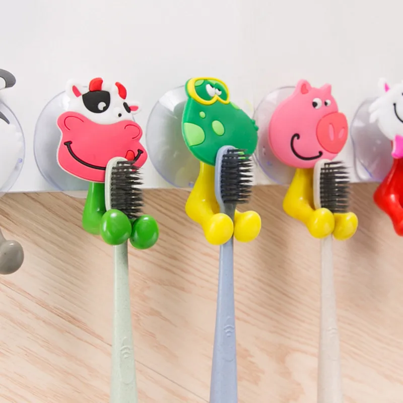

Animal Cute Cartoon Suction Cup Toothbrush Holder Bathroom Accessories Set Wall Suction Holder Tool tooth brush holder