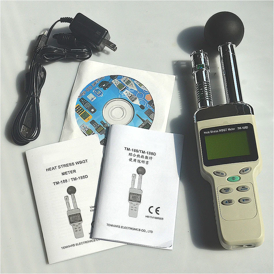 

New TM188D Professional High Quality Accuracy Heat Stress WBGT Meter Quick-response LCD Display Temperature Humidity Tester