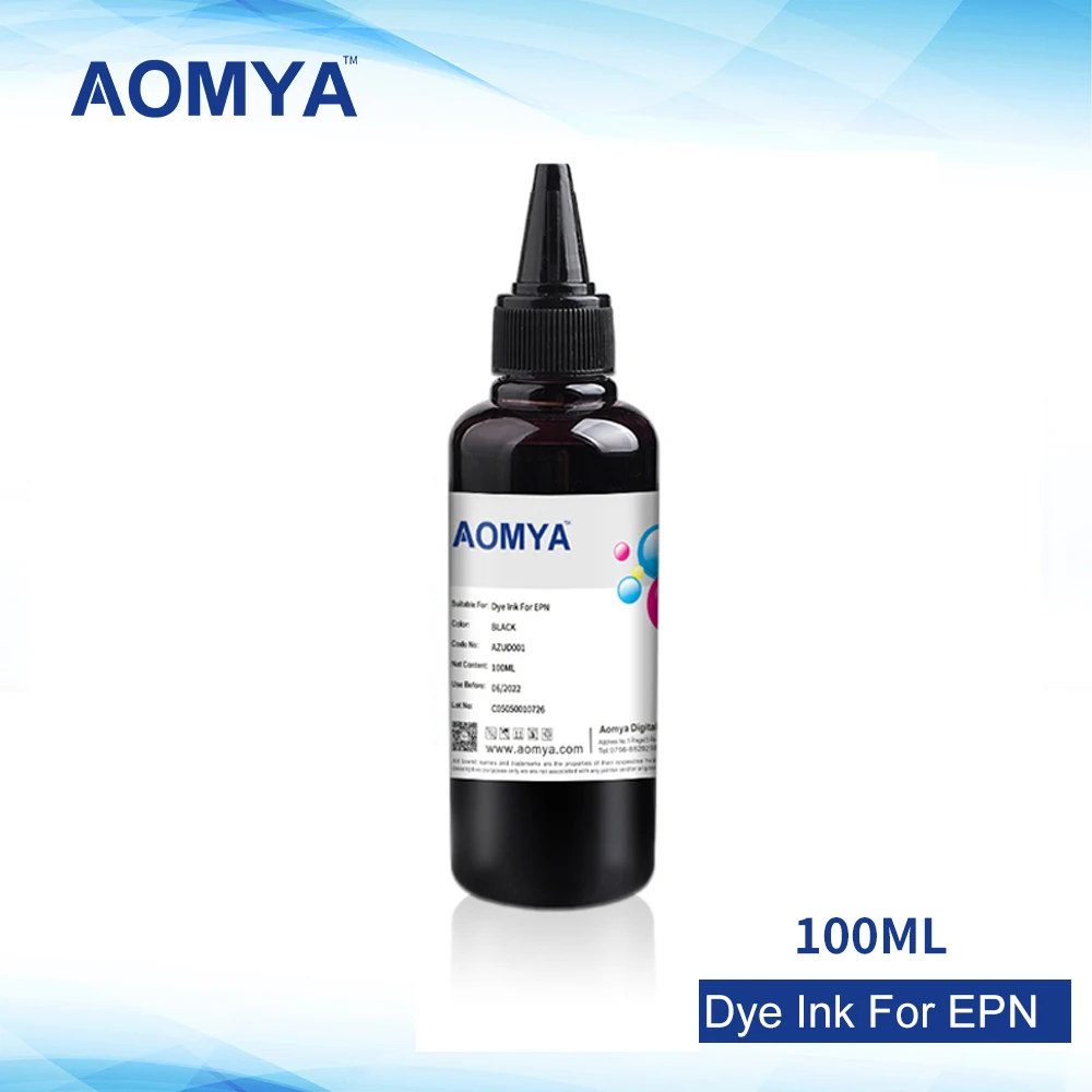 Чернила Aomya 100 мл черного цвета для принтеров Epson All Inkjet T1711/T1811/T1281/T0921/T0711/T0731/T0481/T0821/T1291/T2621 в большой упаковке.