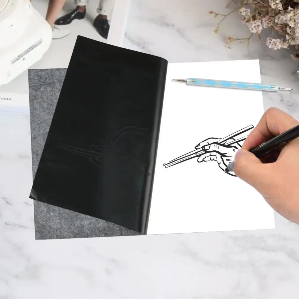 

Carbon Paper 100Pcs Reusable A4 Size Graphite Carbon Papers Thin Art Painting Set with Pens School Office Supplies
