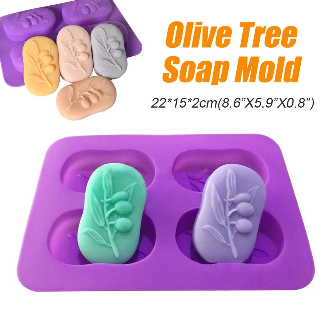 

4 Cavity Olive Tree Shape Mold Handmade Cake Silicone Mould Pastry Baking Jelly Pudding Soap Form Ice Cake Decoration Tool