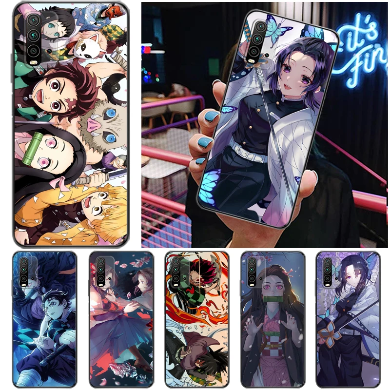 

Demon Slayer Agatsuma Zenitsu Kamado Tanjirou Kimetsu No Yaiba Kamado Nezuko Phone Case For Xiaomi Redmi 9 9T 9A 9C Pro Cases