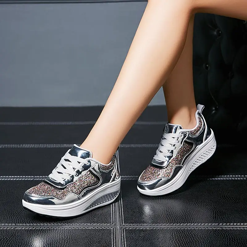 Большой Размеры платформа яркие женские кроссовки для бега спортивная обувь