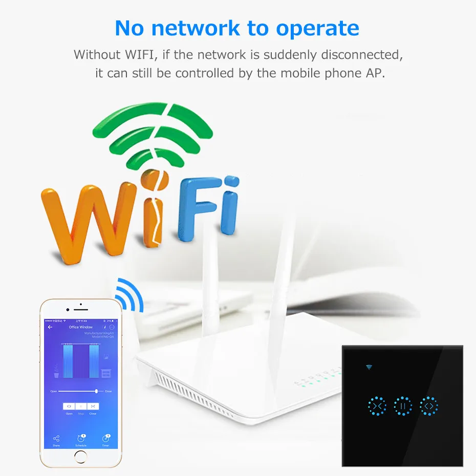 Умный беспроводной выключатель для штор с Wi Fi и дистанционным