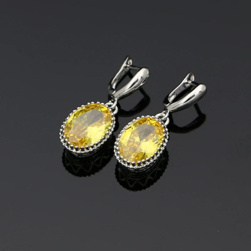 Yellow Простые Модные большие CZ серьги для женщин 925 серебряные Висячие серьги камень ювелирные изделия подарок для вечерние лучший друг - Окраска металла: Yellow