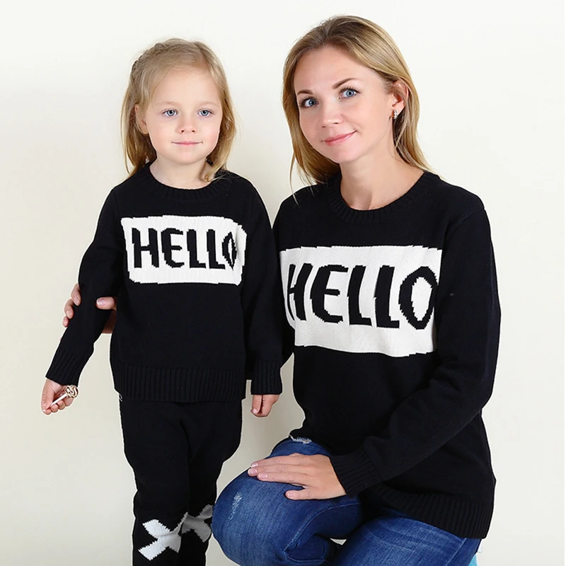 Girls Cardigan Family Matching Clothes Mommy and Me Christmas Outfits 2019 Winter Baby Toddler Girl Sweaters O-neck Full Sleeve | Мать и