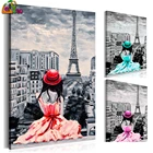 Алмазная живопись Романтический Париж Красивая Алмазная мозаика девушка вид сзади вышивка крестиком Алмазная вышивка Стразы домашний декор