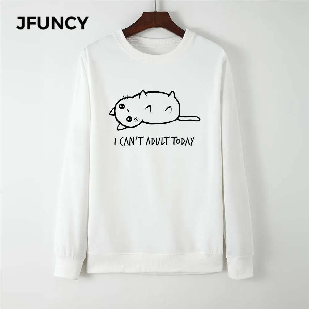 

JFUNCY 2020 Autumn Women Hoodies Plus Size Female Hoodie Sweatshirt Woman Pullover Cute Cartoon Cat Print Long Sleeve Sportwear