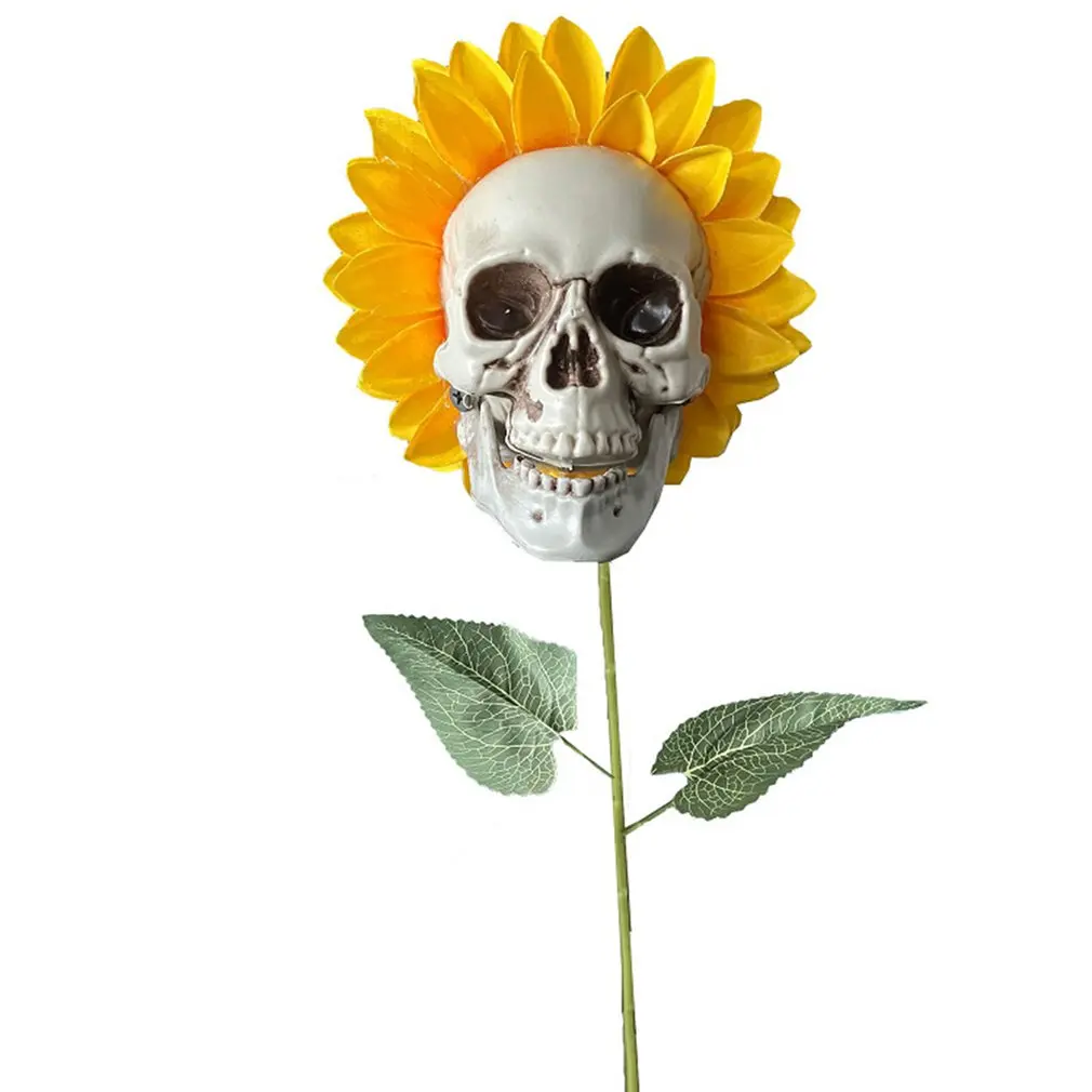 

Artificial Sunflower Skull Garden Decor Outdoor Plants Skeleton Halloween Stake Decoration Skull Head Sunflower Ornament